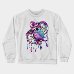 Watercolor Owl and Dreamcather Crewneck Sweatshirt